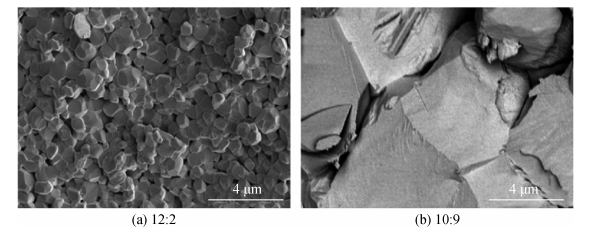 SEM images of TiO2 powder sintered by SPS under different pulse modes